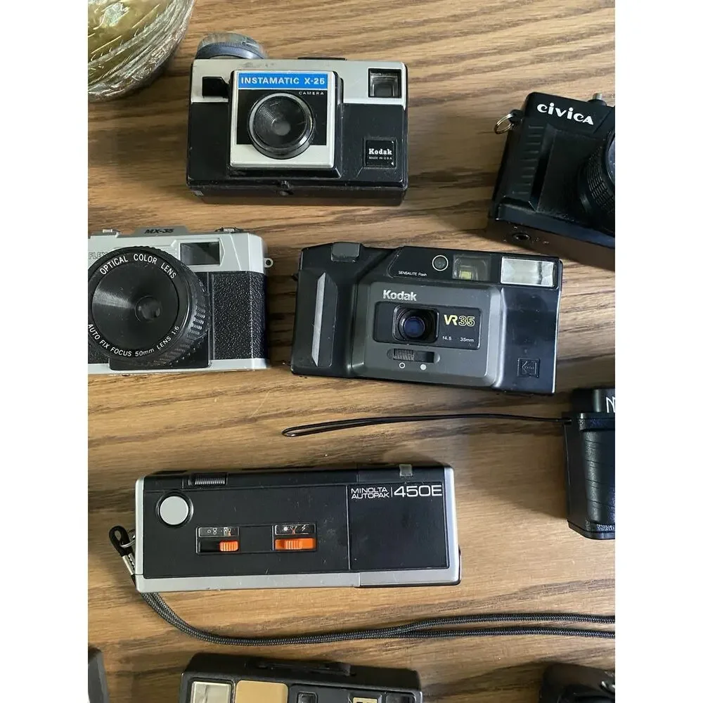 Vintage Film Camera Lot of 11 Kodak Minolta Vivitar Cameo Meikai Untested Camera